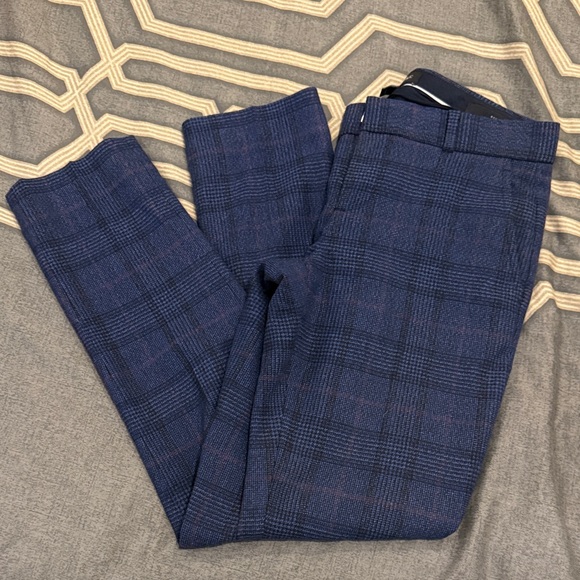 Banana Republic Women's Navy Plaid Trousers. Ryan Fit - Picture 1 of 3